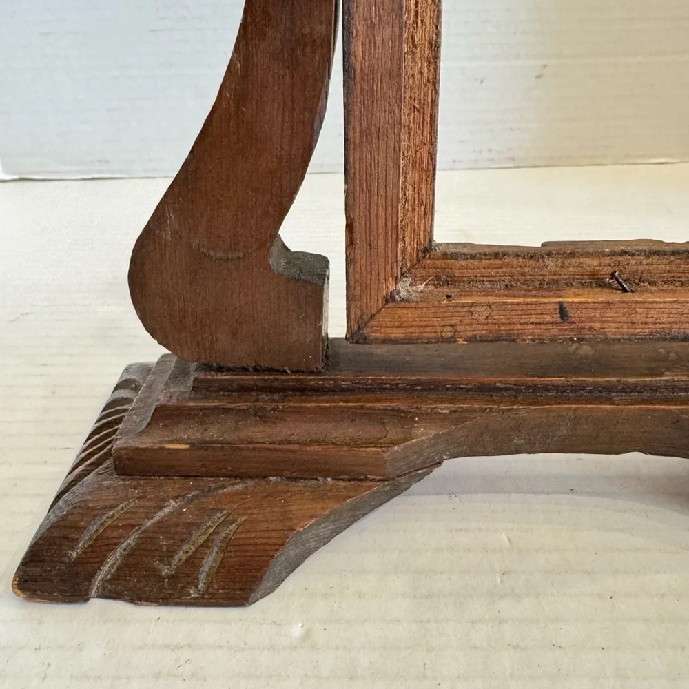 Antique Carved Wood Vanity Dresser Swivel Mirror Picture Frame Only Hand Made
